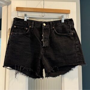 Agolde Black Parker Long Denim Shorts Size 28